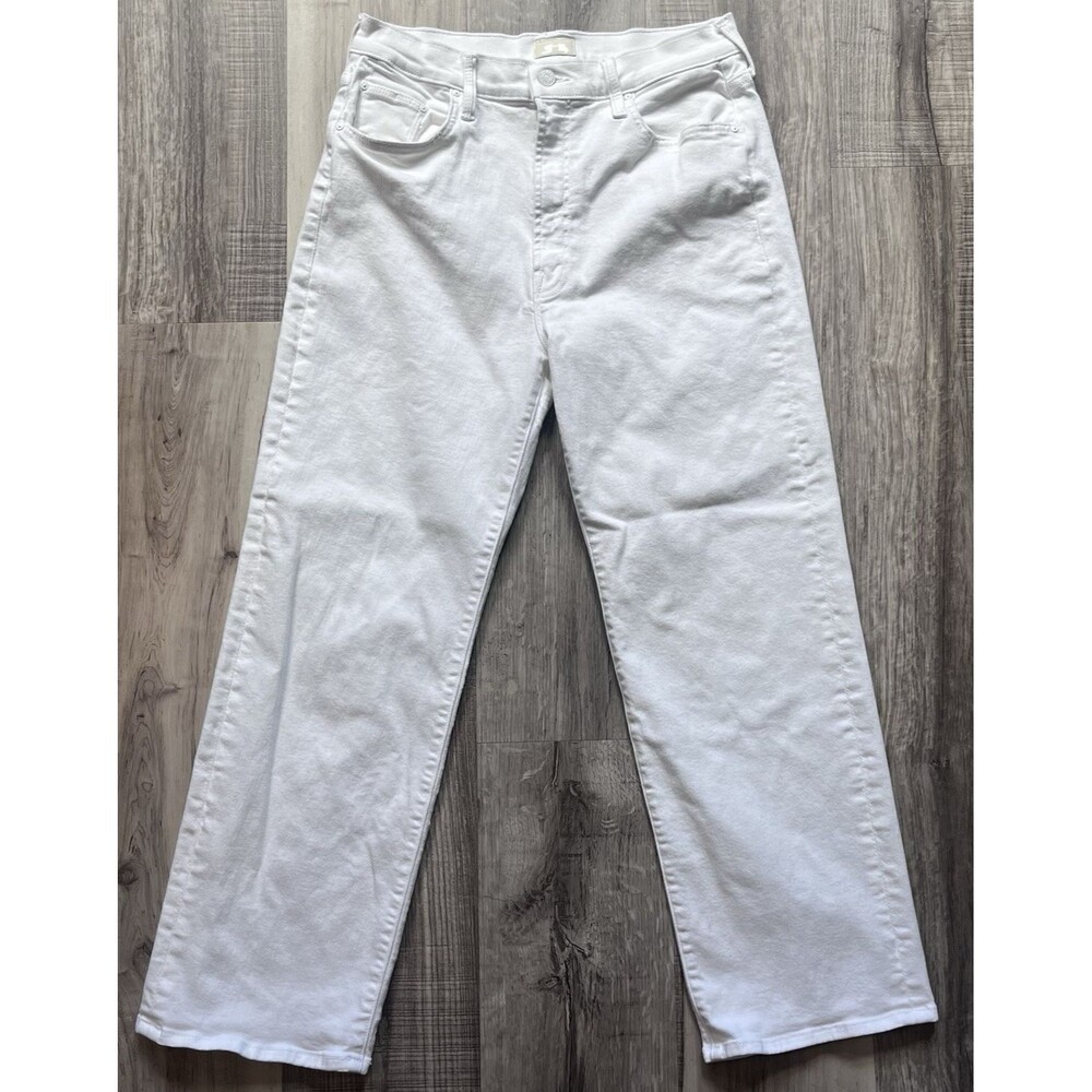 MOTHER Size 31 The Rambler Zip Ankle Jeans Act Natural Cream Wide Leg High Rise